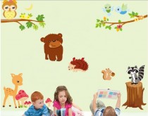 Vægdekal til børneværelset med Skovens Dyr